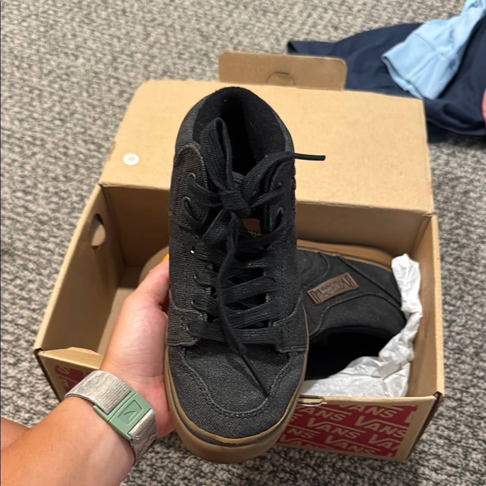 Vans Black and Brown High-Top Sneakers